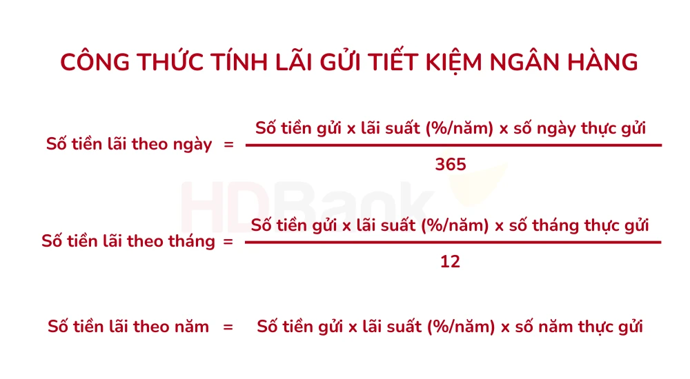 Cách tính lãi suất tiết kiệm ngân hàng