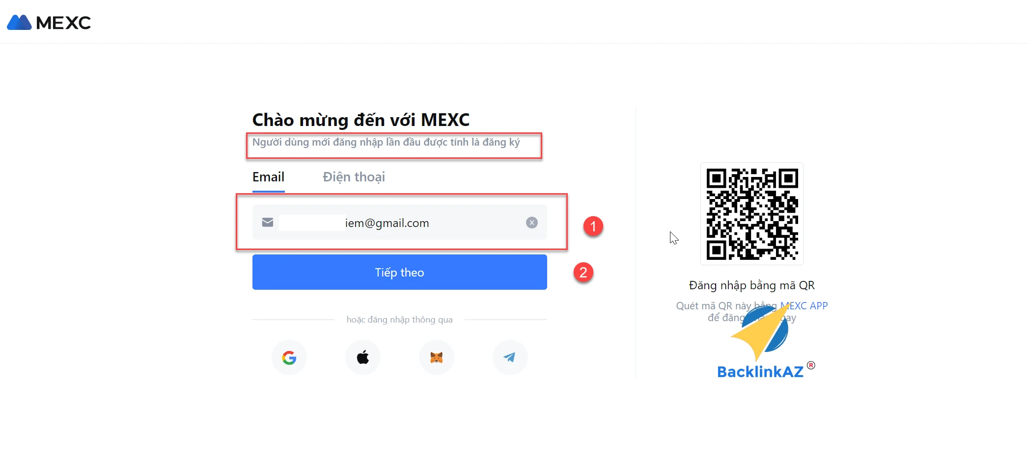 Đăng ký tài khoản MEXC