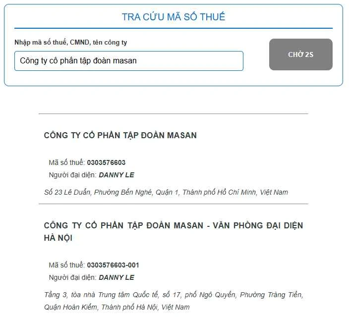 Tra cứu mã số thuế doanh nghiệp