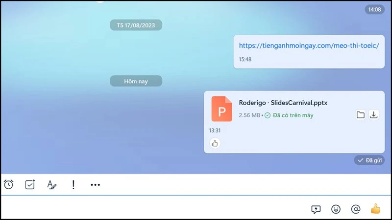 Gửi file PowerPoint qua Zalo trên máy tính