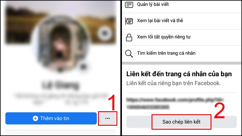 Cách lấy link cá nhân của mình qua tin nhắn Facebook