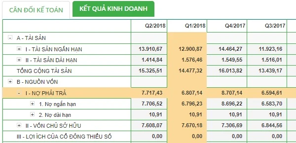 Các chỉ tiêu nợ phải trả trên bảng cân đối kế toán