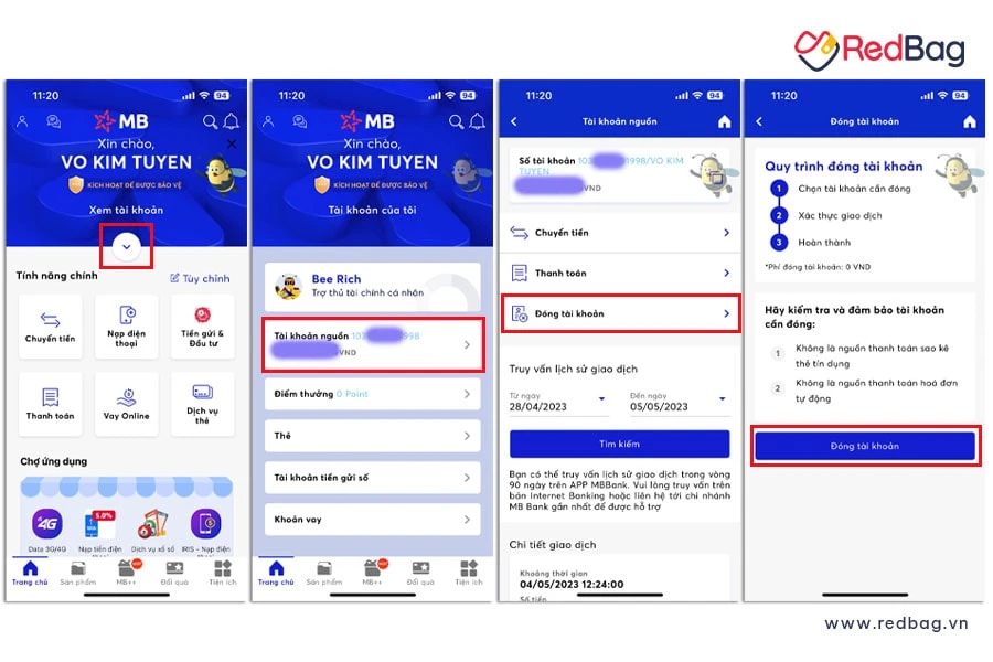 Cách xóa tài khoản ngân hàng MB Bank