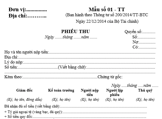 Mẫu phiếu chi
