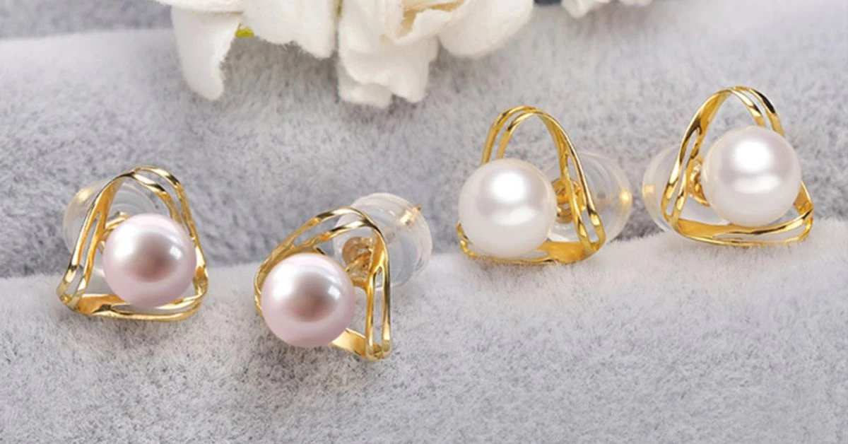 Bông tai vàng 18K kết hợp đá quý