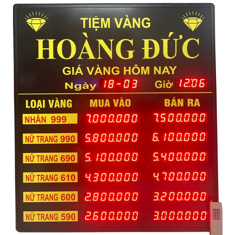 Bảng giá vàng điện tử