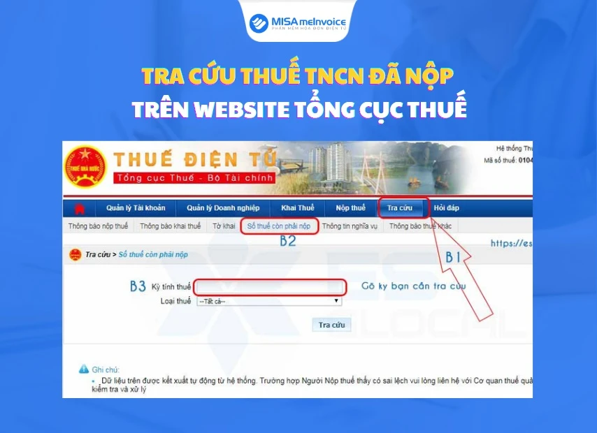 Giao diện tra cứu thuế