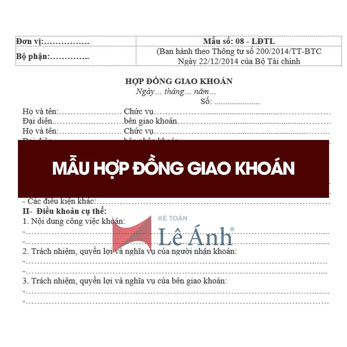 Mẫu hợp đồng giao khoán