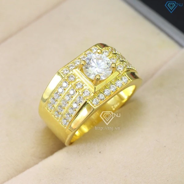 Nhẫn nam xỉ vàng kim cương Moissanite