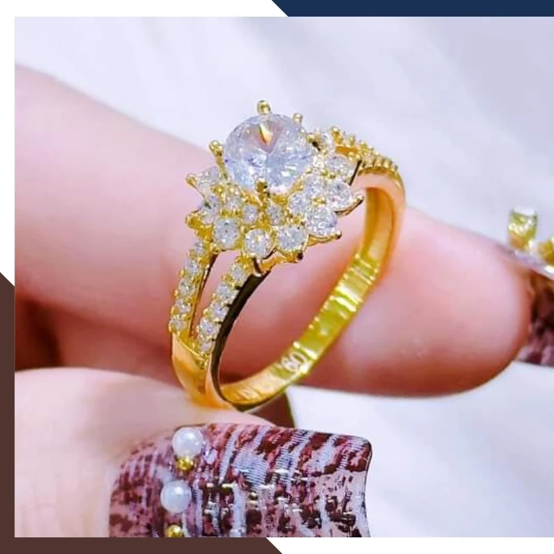Nhẫn vàng tây nữ 10K hình hoa