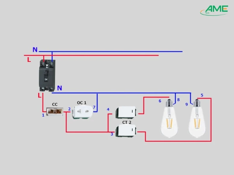 Cách đấu điện 2 công tắc 1 ổ cắm CHUẨN NHẤT dành cho bạn