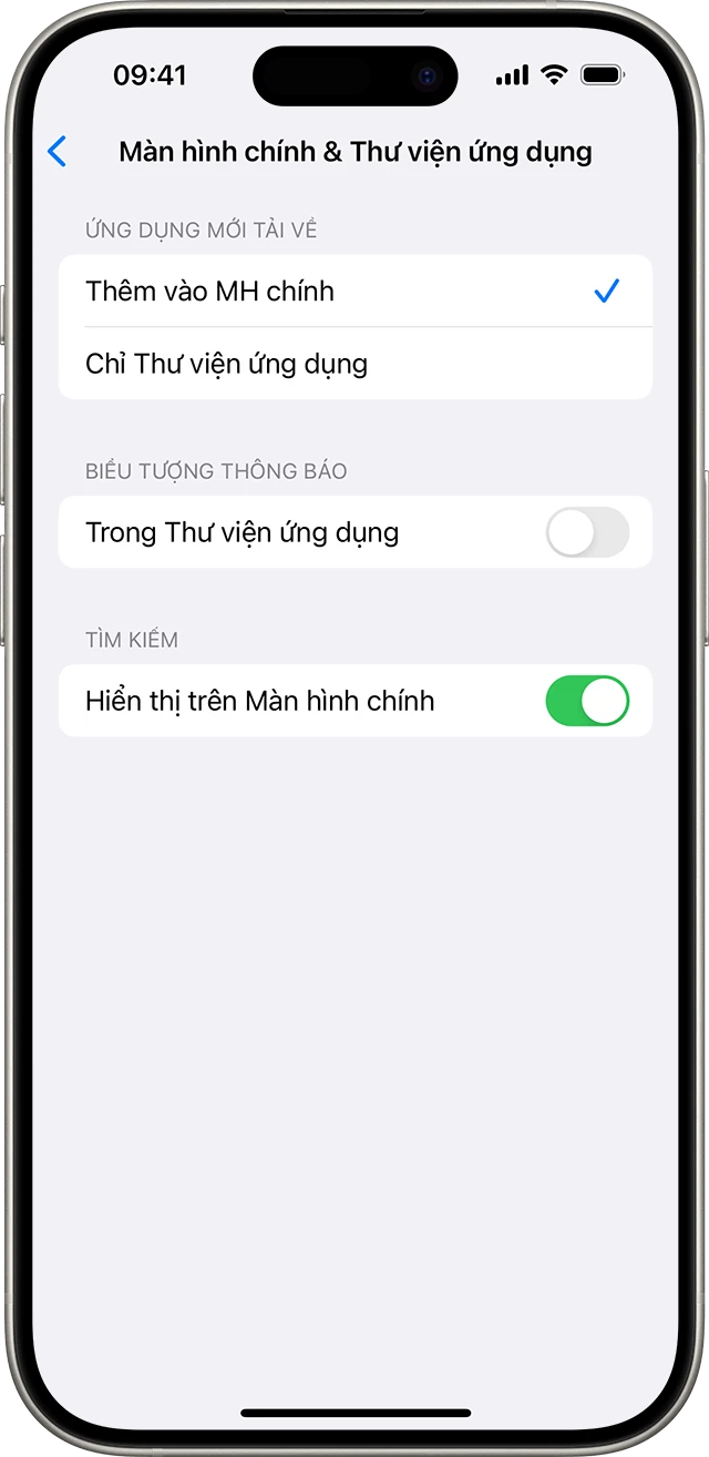 Sắp xếp Màn hình chính và Thư viện ứng dụng trên iPhone