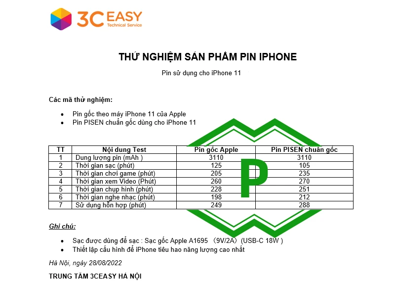 Pin iPhone 11 bao nhiêu mAh? Pin iPhone 11 có tốt không? So sánh pin iPhone 11 gốc Apple và Pin PISEN chuẩn gốc