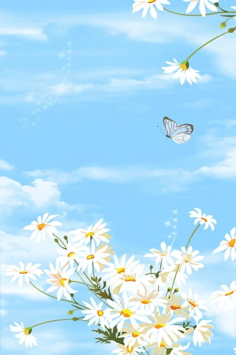 Bức tranh vẽ hoa Cúc Họa Mi kết hợp với bầu trời đẹp đến ngẩn ngơ