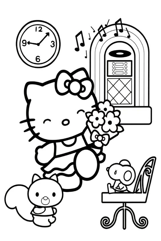 Bộ 40+ mẫu tranh tô màu Hello Kitty dành tặng bé yêu
