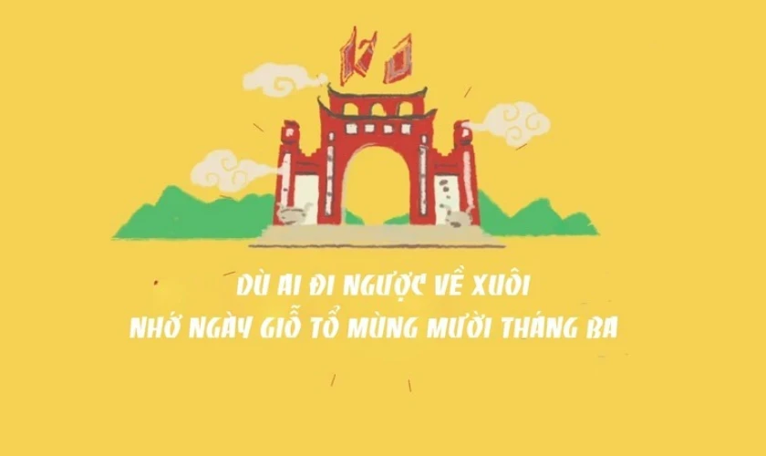 Gợi ý các mẫu poster, tranh vẽ Giỗ Tổ Hùng Vương đẹp, ý nghĩa