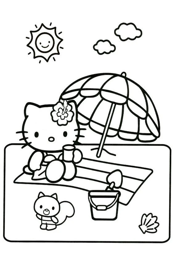 Bộ 40+ mẫu tranh tô màu Hello Kitty dành tặng bé yêu