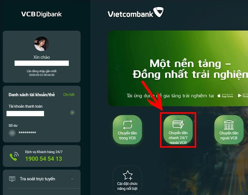 2 cách chuyển khoản Vietcombank online trên điện thoại, máy tính, PC đơn giản