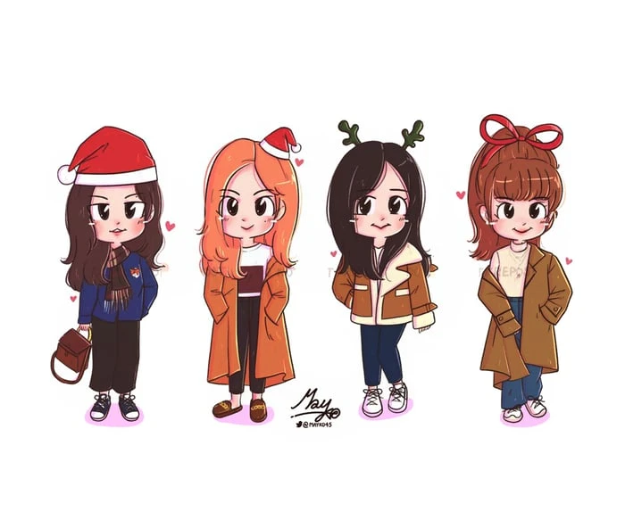 Bức tranh BlackPink chibi đẹp tuyệt vời