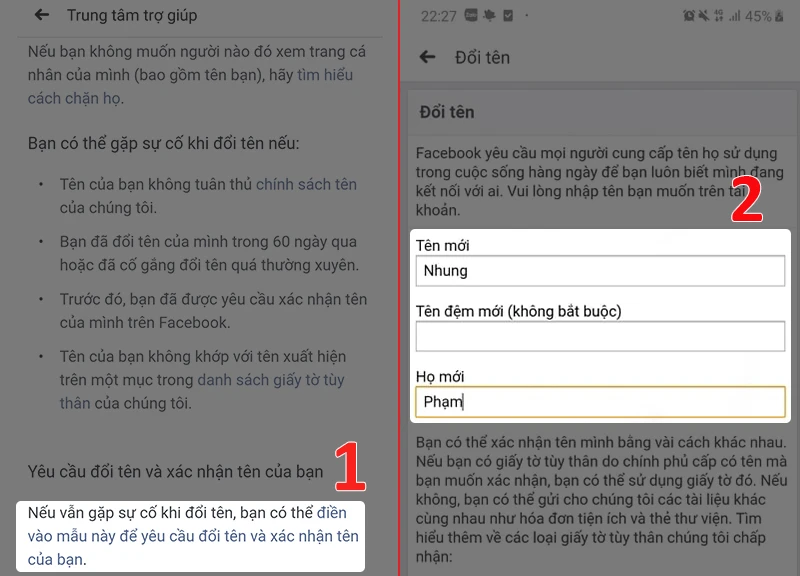 Hướng dẫn cách đổi tên Facebook khi chưa đủ 60 ngày trên điện thoại - Thegioididong.com