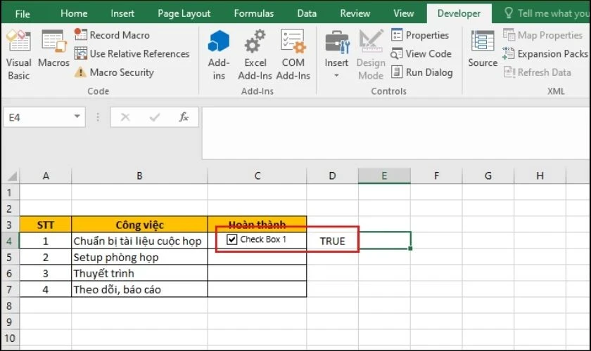 Cách đánh dấu tích trong Excel cực kỳ đơn giản, nhanh chóng