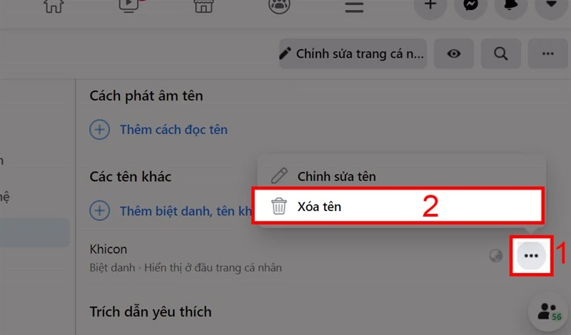 Cách đặt, đổi, xóa biệt hiệu Facebook trên máy tính, điện thoại