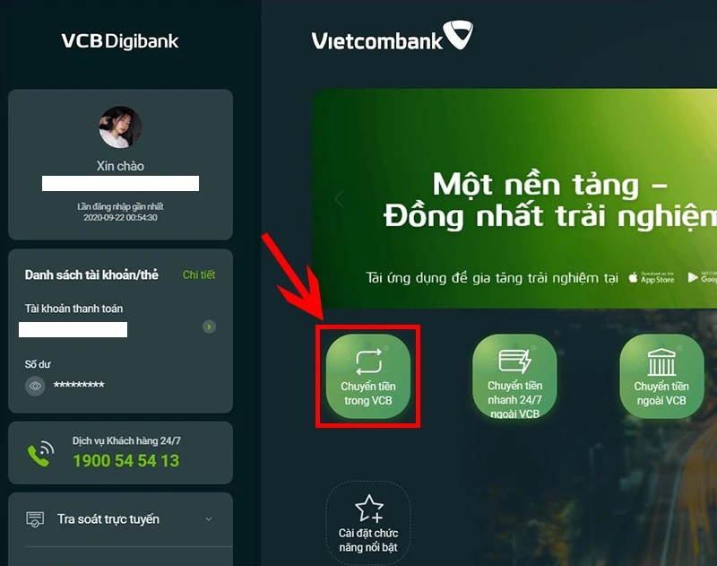 2 cách chuyển khoản Vietcombank online trên điện thoại, máy tính, PC đơn giản