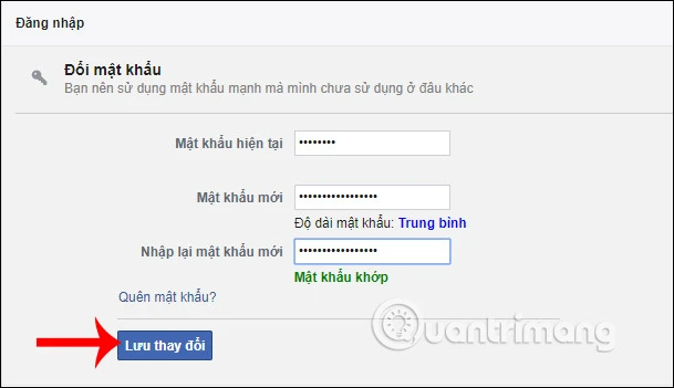Hướng dẫn đổi mật khẩu Facebook trên máy tính