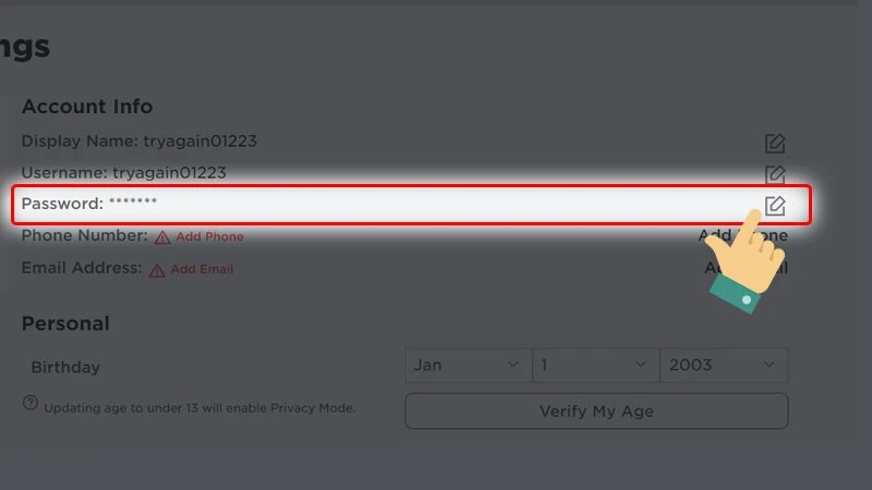 Cách đổi mật khẩu Roblox đơn giản, nhanh chóng nhất