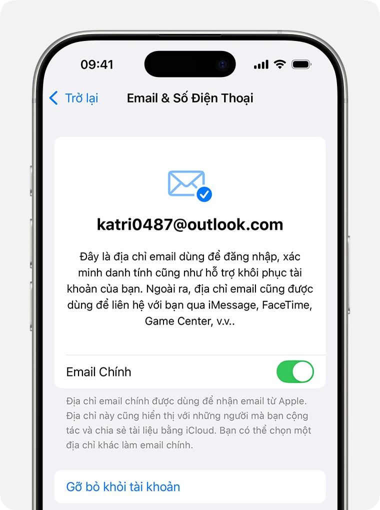 Thay đổi địa chỉ email chính của Tài khoản Apple
