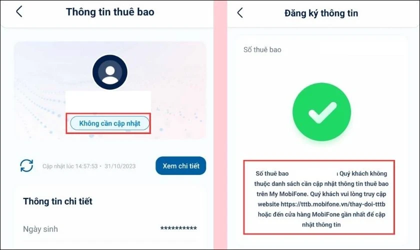 Cách cập nhật thông tin thuê bao MobiFone online tại nhà