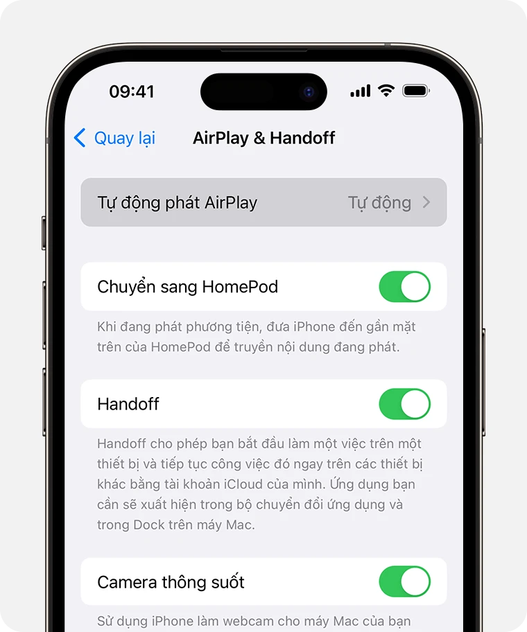 Sử dụng AirPlay để phát trực tuyến video hoặc phản chiếu màn hình iPhone hoặc iPad