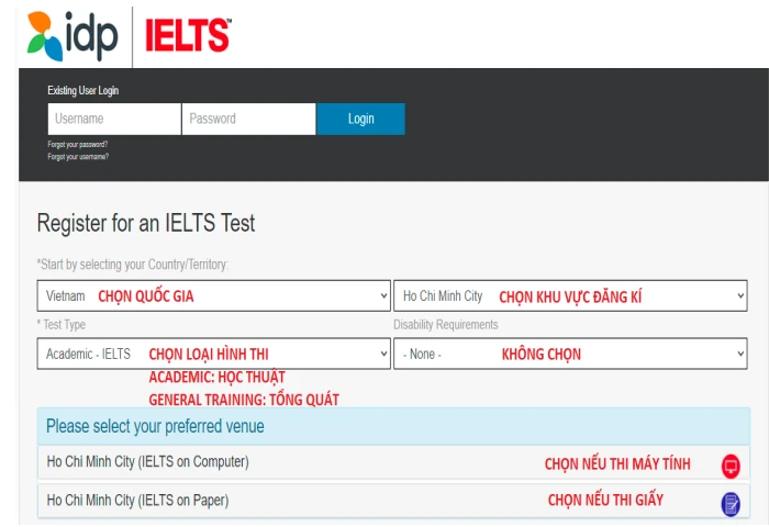 Hướng dẫn cách đăng ký thi Ielts tại IDP và BC chi tiết mới nhất