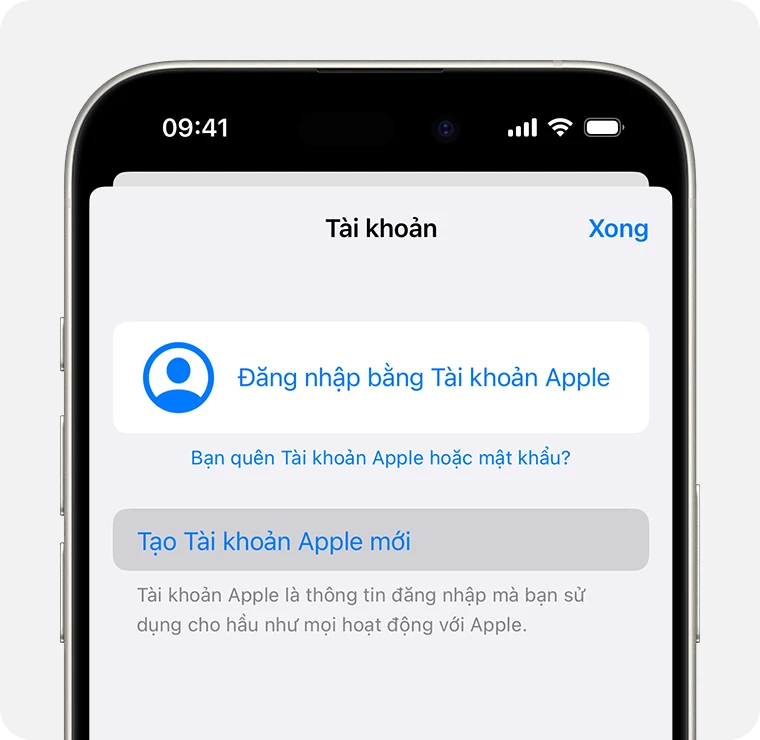 Cách tạo Tài khoản Apple mới