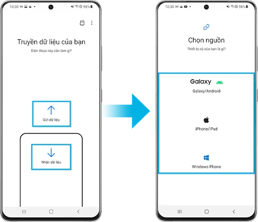 Cách chuyển dữ liệu từ Samsung sang Samsung với Smart Switch