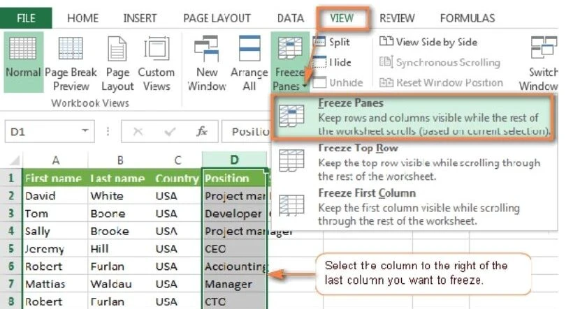 Hướng dẫn nhanh cố định dòng, cột trong Excel 2003 2010 2016