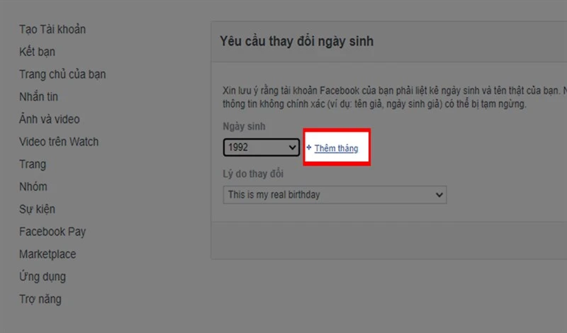 Cách tắt thông báo sinh nhật, ẩn, đổi ngày sinh Facebook
