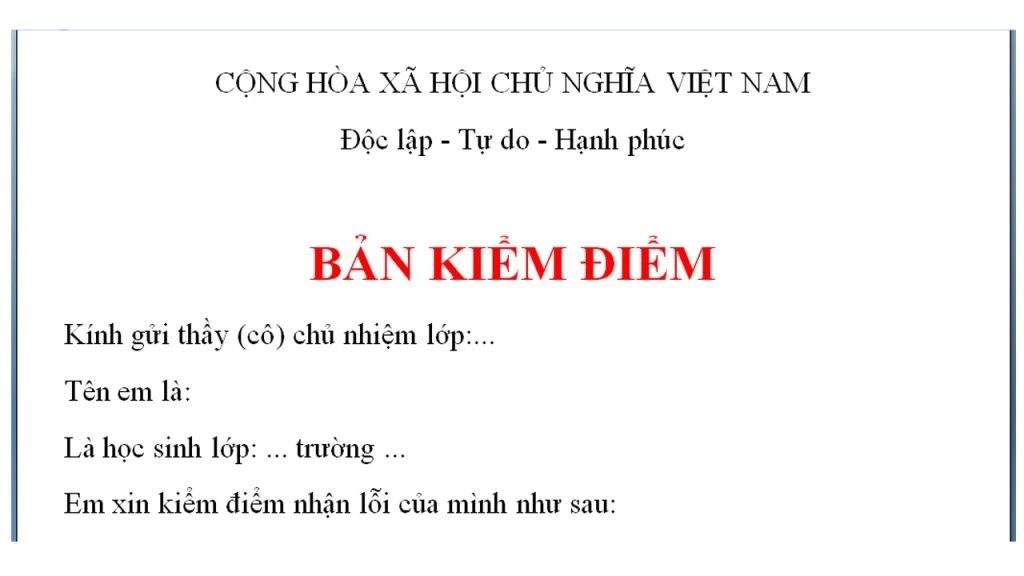 Hướng dẫn cách viết bản kiểm điểm mẫu chuẩn