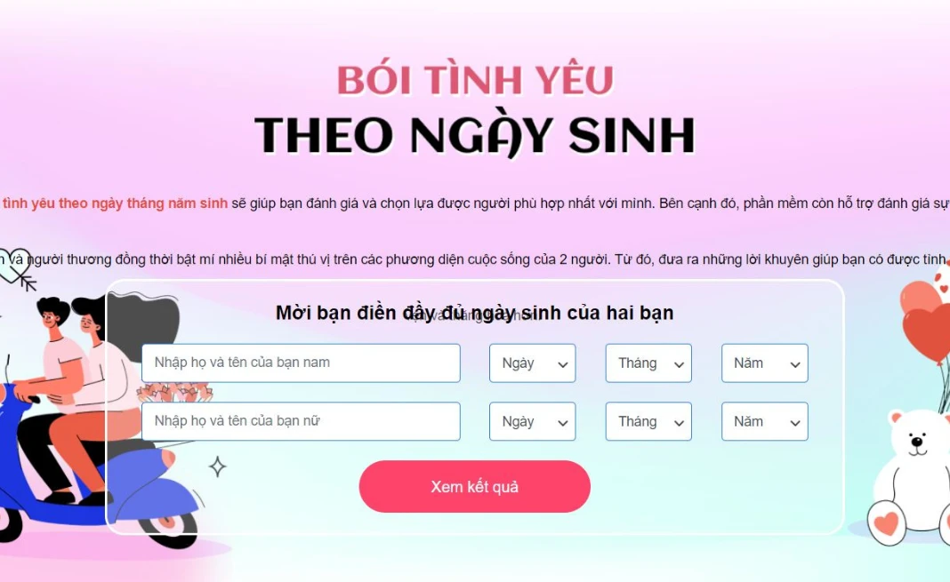 Bói tình yêu theo tên, ngày sinh chính xác 100% - Xem bói qua 2 cái tên