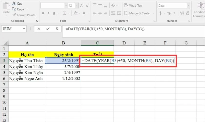 7 cách tính tuổi trong Excel đơn giản, chính xác nhất 2025