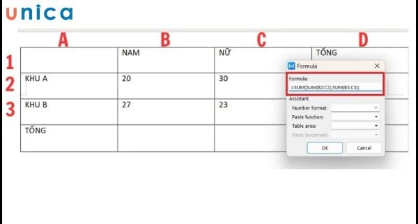 Cách tính tổng trong word cho hàng hoặc cột chi tiết nhất