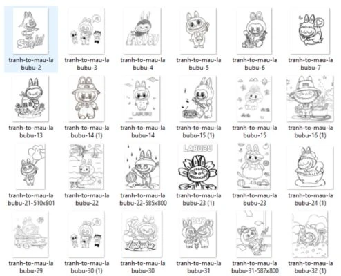 FILE Tranh Tô Màu Labubu 2024 - BỘ SƯU TẬP FILE TRANH TÔ MÀU LABUBU CHO BÉ