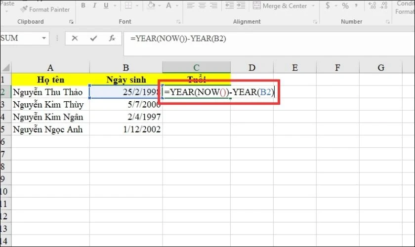 7 cách tính tuổi trong Excel đơn giản, chính xác nhất 2025