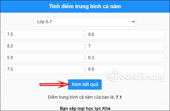 Tính điểm trung bình cả năm và ý nghĩa thực tiễn