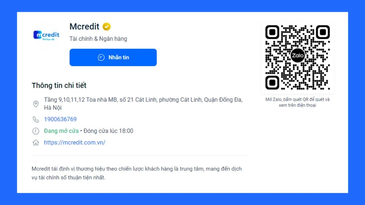 Số tổng đài Mcredit chính thức - Hotline trên các tỉnh thành