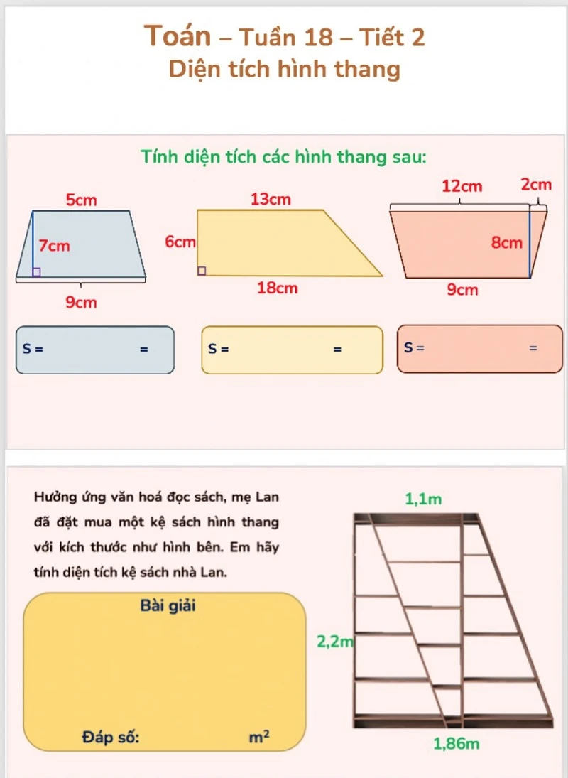 Cách tính diện tích hình thang & bài tập thực hành kèm đáp án chi tiết