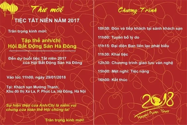 Cách viết thư mời dự tiệc tất niên, sinh nhật, liên hoan hay