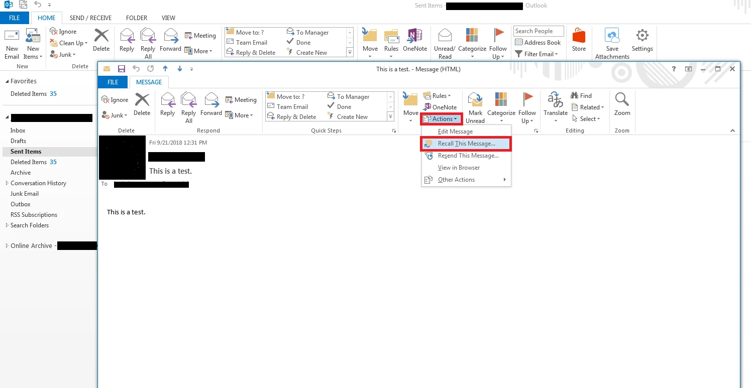 Hướng dẫn cách Recall, thu hồi lại thư đã gửi trong MS Outlook