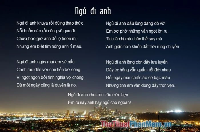 Những bài thơ chúc ngủ ngon tuyệt vời