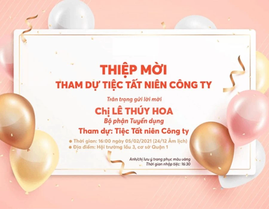 Top 10+ mẫu thiết kế thiệp mời tất niên 2024 đẹp cho Công ty